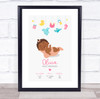 New Baby Birth Details Christening Nursery Girl Dark Skin Afro Gift Print