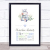 New Baby Birth Details Nursery Christening Cute Hippo Keepsake Gift Print