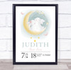 New Baby Birth Details Christening Nursery Bunny Moon Keepsake Gift Print