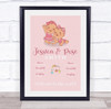 New Baby Birth Details Christening Nursery Girl Twins Keepsake Gift Print