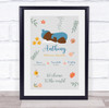 New Baby Birth Details Christening Nursery Dark Skin Blue Boy Gift Print