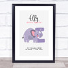 New Baby Birth Details Christening Nursery Initial Elephant E Gift Print