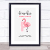 New Baby Birth Details Christening Nursery Initial F Flamingo Gift Print