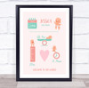 New Baby Birth Details Christening Nursery Cute Girl Keepsake Gift Print