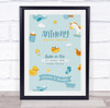 New Baby Birth Details Christening Nursery Toys Blue Keepsake Gift Print