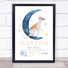 Birth Details Nursery Christening New Baby Moon Dog Keepsake Gift Print