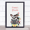 Zebra With Flowers Room Personalised Children's Wall Art Print