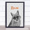 Hand Drawn Baby Fox Personalised Children's Wall Art Print