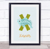 Initial Funky Letter X With X-Ray Fish Personalised Children's Wall Art Print