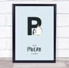 Initial Letter P With Penguin Personalised Children's Wall Art Print