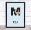 Initial Letter M With Moose Personalised Children's Wall Art Print