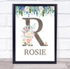 Floral Any Name Initial R Personalised Children's Wall Art Print