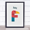 Flamingo Initial Letter F Personalised Children's Wall Art Print