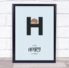 Initial Letter H Hedgehog Personalised Children's Wall Art Print