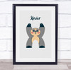 Sloth Initial Letter X Personalised Children's Wall Art Print