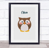 Owl Initial Letter O Personalised Children's Wall Art Print
