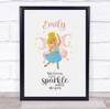 Little Fairy In Blue Dress Personalised Children's Wall Art Print