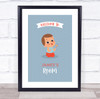 Brown Hair Boy Playing Toy Room Personalised Children's Wall Art Print
