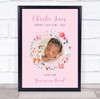 New Baby Birth Details Nursery Christening Pink Forest Photo Keepsake Gift Print
