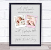 New Baby Birth New-born Nursery Christening 2 Photos Girl Keepsake Gift Print