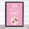 New Baby Birth Details Nursery Christening Pink Photo Typographic Gift Print