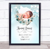 New Baby Birth Details Christening Nursery Green Floral Photo Gift Print