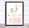 Any Age Birthday Favourite Things Interests Milestones Initial J Gift Print