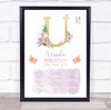 Any Age Birthday Favourite Things Interests Milestones Initial U Gift Print
