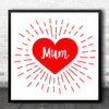 Electric Heart Mum Square Personalised Gift Art Print