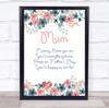 Mum Poem Pretty Pastel Flowers Personalised Gift Art Print