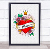 Red Heart Mum Tattoo Heart Personalised Gift Art Print