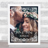 Mr & Mrs Wedding Day Deco Frame Elegant Full Photo Personalised Gift Art Print
