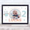 2nd Birthday Boy Cute Owl Photo Personalised Gift Art Print