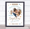 4 Years Together 4th Wedding Anniversary Leather Photo Personalised Gift Print