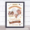 80 Years Together 80th Wedding Anniversary Oak Photo Personalised Gift Art Print