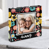 Black Square Floral Photo Nanny Personalised Gift Acrylic Block