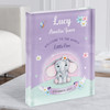 Elephant Purple New Baby Birth Details Nursery Christening Acrylic Block