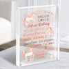 Unicorn Favourite Things Pink Peach Personalised Acrylic Block