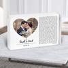 White Landscape Script Heart Wedding Photo Any Song Lyric Acrylic Block