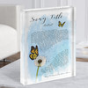 Butterfly & Dandelion Blue Any Song Lyric Acrylic Block