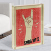 Red Grunge Rock Fist Hand Any Song Lyric Acrylic Block