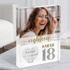 18th Birthday Female Gold Silver Glitter Photo Personalised Gift Acrylic Block