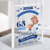 65 Years 65th Wedding Anniversary Blue Sapphire Photo Gift Acrylic Block
