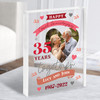 35 Years Together 35th Wedding Anniversary Coral Photo Gift Acrylic Block