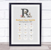 New Baby Birth Details Christening Nursery Animals Initial R Keepsake Gift Print