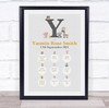 New Baby Birth Details Christening Nursery Animals Initial Y Keepsake Gift Print