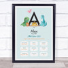 New Baby Birth Details Christening Nursery Dinosaur Initial A Gift Print