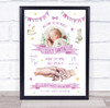 Pink Photo New Baby Birth Details Nursery Christening Keepsake Gift Print