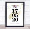 Any Date And Occasion Shimmer Butterfly Wedding Engagement Birthday Gift Print