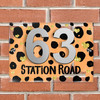 Dalmatian Print Gold Heart Orange 3D Modern Acrylic Door Number House Sign